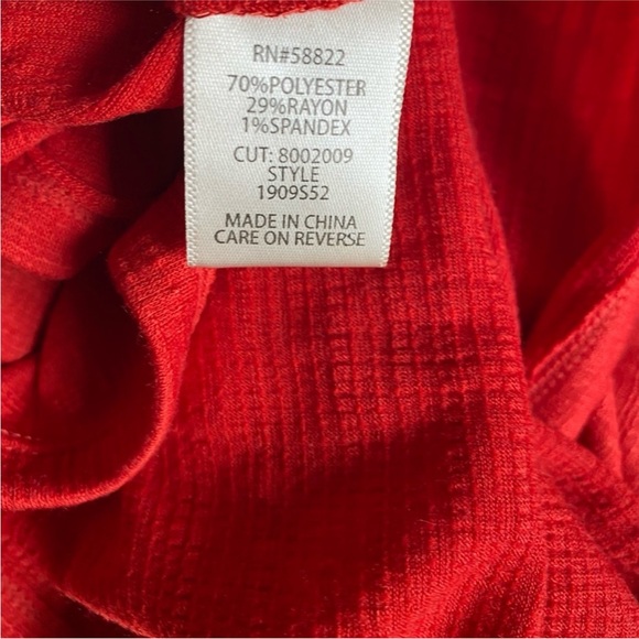 Max Studio NWT Vibrant Red V Neck Side Tie Boho Tiered Crinkle Jersey Knit Dress - Picture 10 of 13